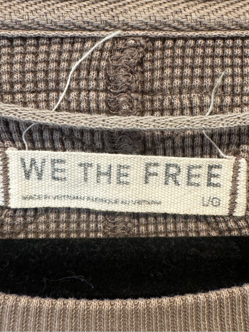 We The Free Womens Taupe Waffle Knit Long-Sleeve Top Size L - Picture 13 of 16